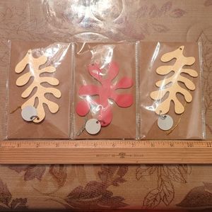 Lot of 3 West Elm Red and Gold abstract ornaments